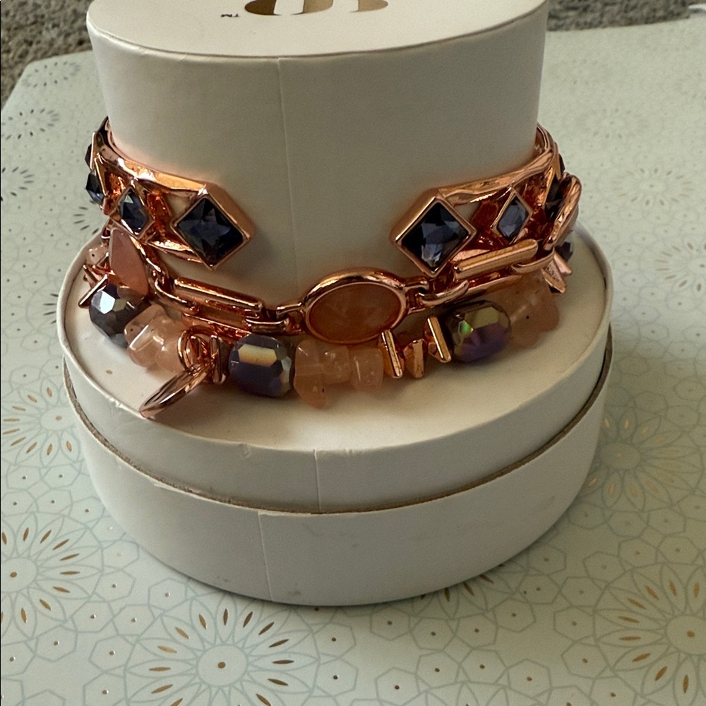 Elegant Rose Gold and Purple Bracelet Set